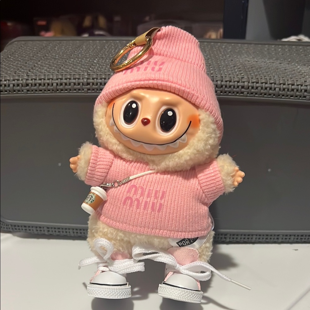 Adorable Pink Plush Toy with Beanie